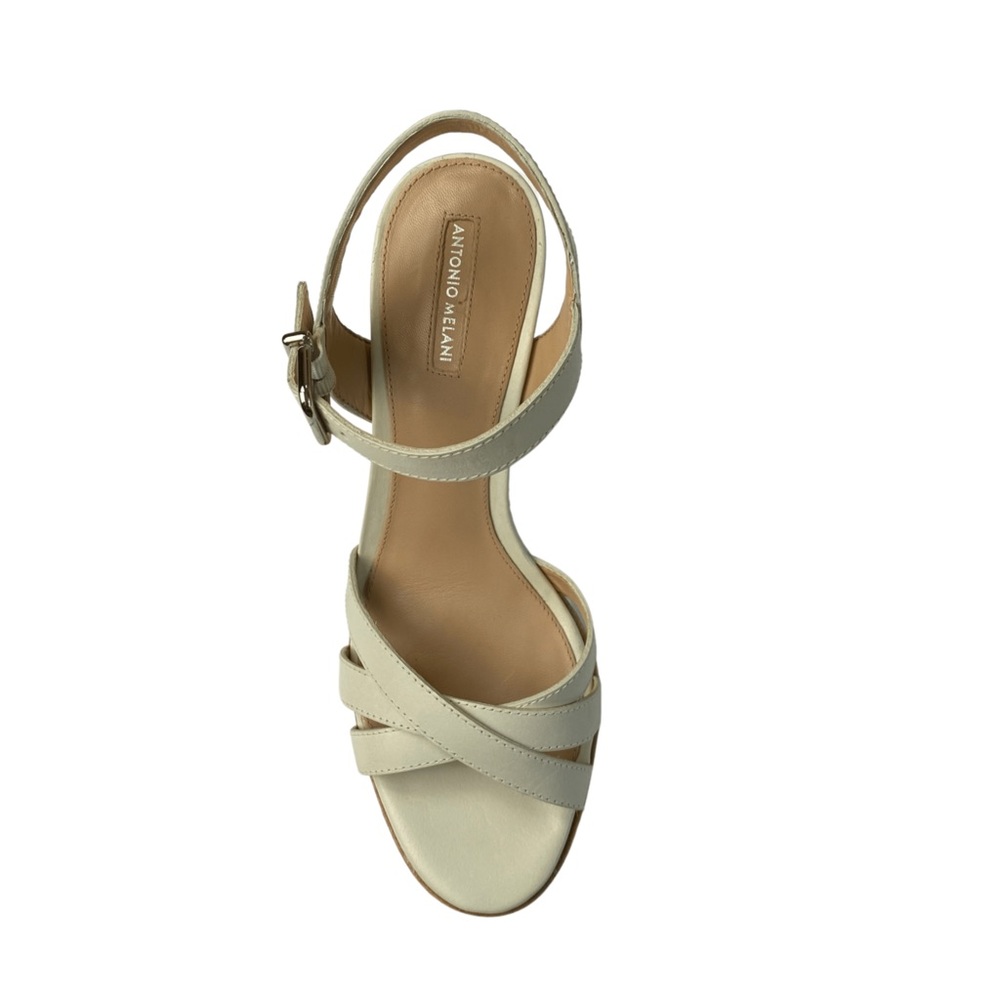 Antonio Melani Womens Blondee Wedge Sandals Silver-tone Chain Accent Leather